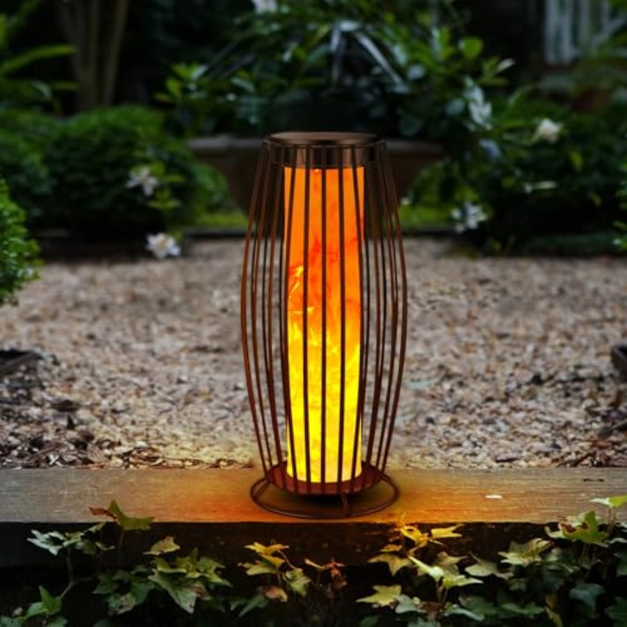 Outdoor Lighting Solar - Solar Outdoor Floor Lamp Flickering Flame