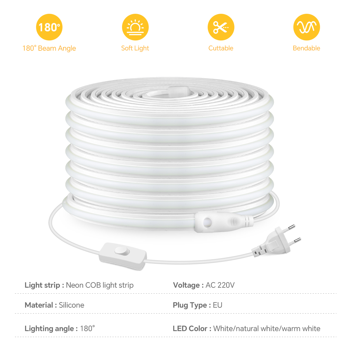 220V COB Led Strip High Densit - đánh giá và giá Outdoor Lighting Switch