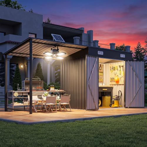 6x4FT Outdoor Storage Shed & H - đánh giá và giá Outdoor Lighting Solar