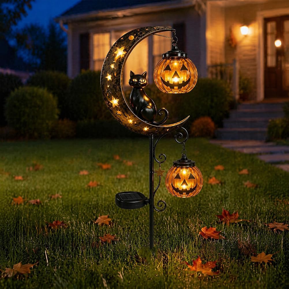 Solar Halloween Black Cat & Pu - đánh giá và giá Bollard Light Garden