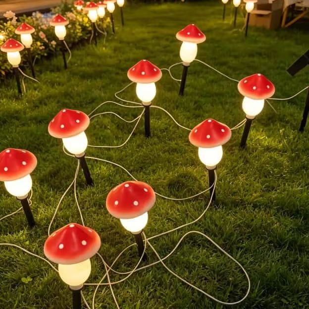 Solar Mushroom String Lights W - đánh giá và giá Outdoor Lighting Switch